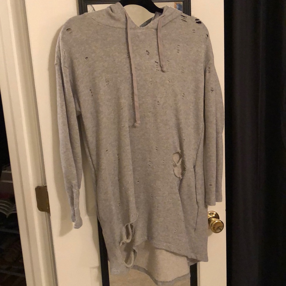 Distressed gray hoodie